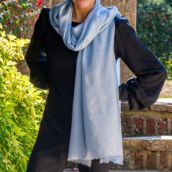 Pastel Blue Cashmere And Silk Wrap