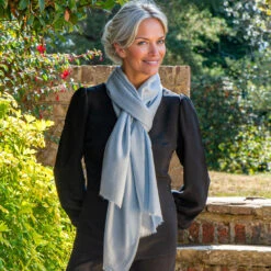 Pastel Blue Cashmere And Silk Wrap -Elegant Scarf Store pastel blue cashmere wrap 2