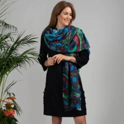 The Liberty Print Quartet – The Peacock Cashmere And Silk Wrap -Elegant Scarf Store peacock print cashmere silk wrap 5
