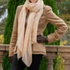Pearl Cashmere And Silk Wrap -Elegant Scarf Store pearl cream cashmere silk wrap 3