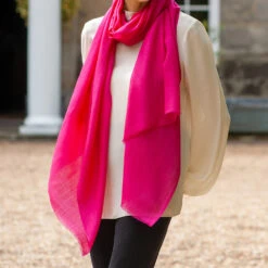 Magenta Pink Cashmere And Silk Wrap