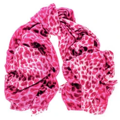 Pink Leopard Print Cashmere And Silk Wrap -Elegant Scarf Store pink leopard 1