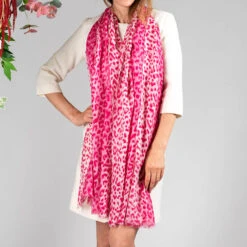 Pink Leopard Print Cashmere And Silk Wrap -Elegant Scarf Store pink leopard print cashmere silk scarf 2 e82398f6 9f5d 4749 8104 9beeacc8fd85