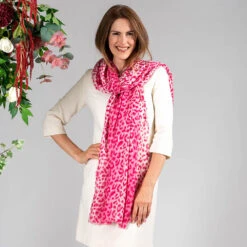 Pink Leopard Print Cashmere And Silk Wrap -Elegant Scarf Store pink leopard print cashmere silk scarf 4 4b08420b 499c 43c3 91d3 0b2c1a90b482