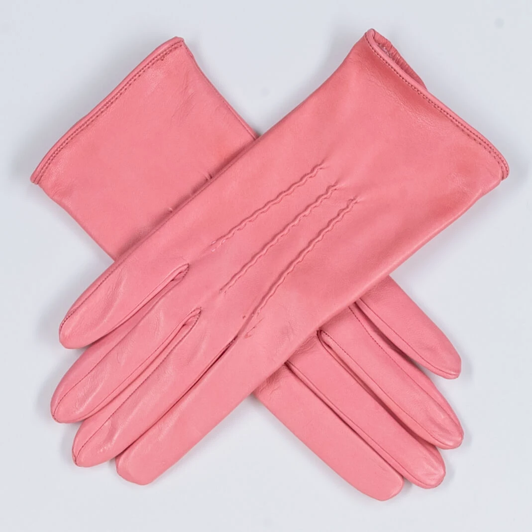 Pink Whisper Silk Lined Italian Leather Gloves 3 Pink Whisper Silk Lined Italian Leather Gloves