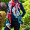 The Liberty Print Floral Quartet- Dancing Poppies Cashmere And Silk Wrap -Elegant Scarf Store poppies 1
