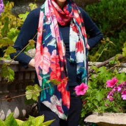 The Liberty Print Floral Quartet- Dancing Poppies Cashmere And Silk Wrap -Elegant Scarf Store poppies 3