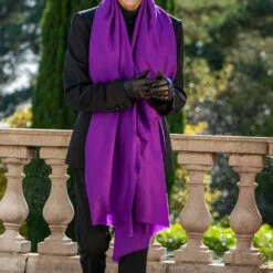 French Violet Handwoven Cashmere Shawl