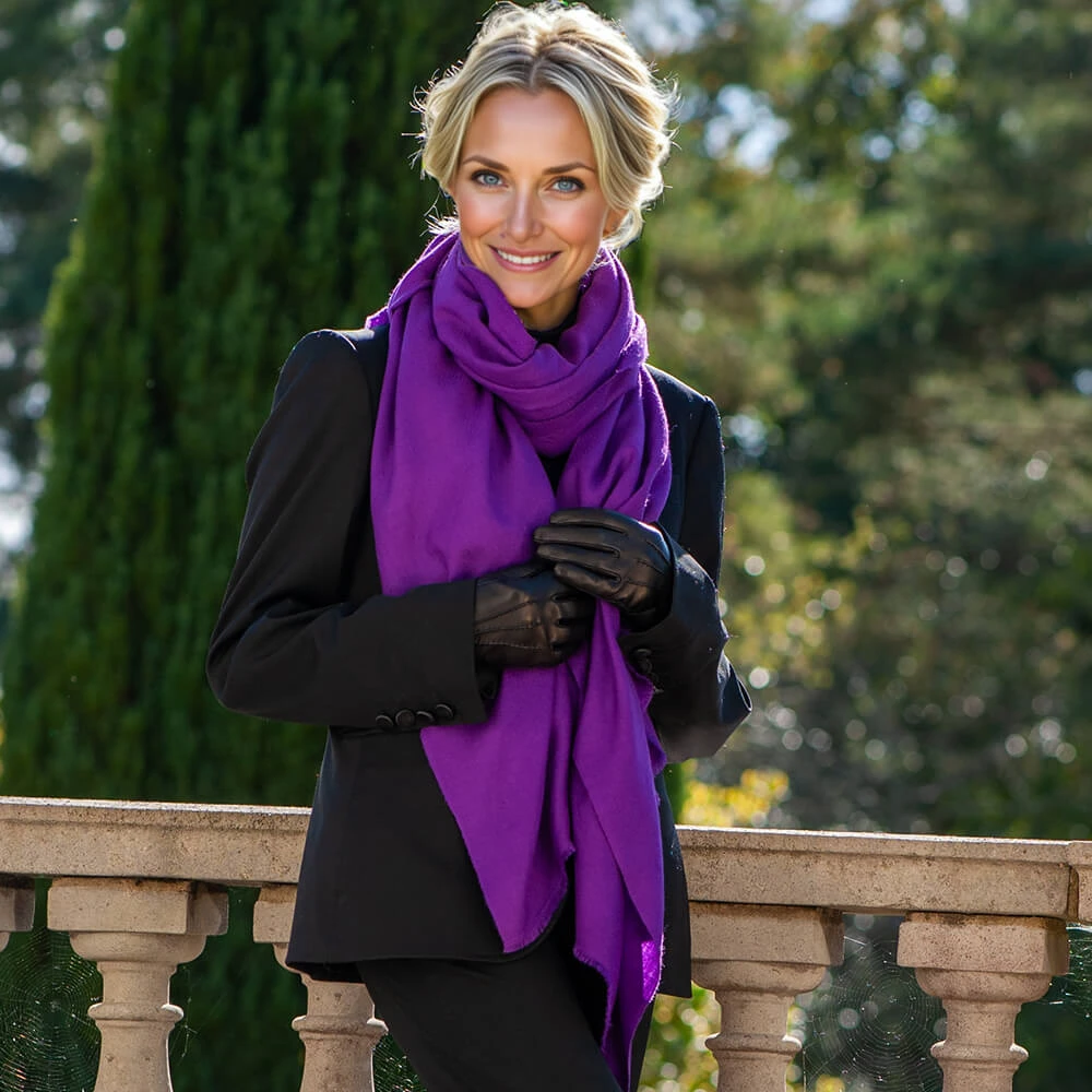 French Violet Handwoven Cashmere Shawl 4 French Violet Handwoven Cashmere Shawl - Image 2