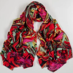The Kaleidoscope Quartet - Red Reverie Cashmere And Silk Scarf -Elegant Scarf Store red Kaleidoscope cashmere silk wrap 1
