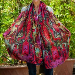 The Kaleidoscope Quartet - Red Reverie Cashmere And Silk Scarf -Elegant Scarf Store red Kaleidoscope cashmere silk wrap 8