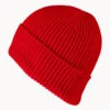 Ruby Red Rib Knit Cashmere Beanie -Elegant Scarf Store red cashmere beanie