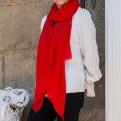 Chilli Red Cashmere And Silk Wrap -Elegant Scarf Store red cashmere wrap 2