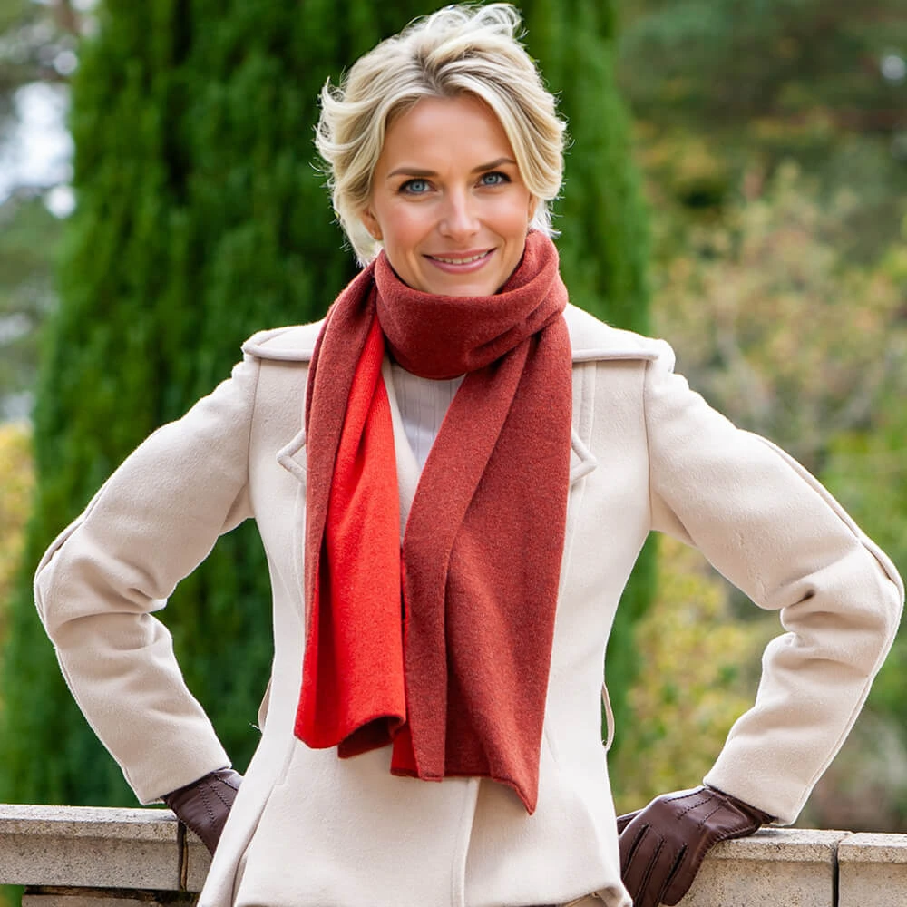 Henna And Terracotta Italian Double Faced Cashmere Scarf 4 Henna And Terracotta Italian Double Faced Cashmere Scarf - Image 2