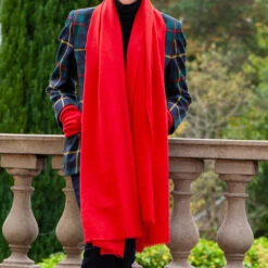 Ruby Red Cashmere And Silk Wrap