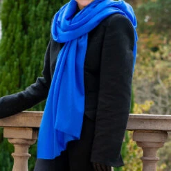 Sapphire Blue Cashmere And Silk Wrap -Elegant Scarf Store sapphire blue cashmere silk wrap 3