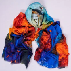 The Abstract Trilogy - ‘Sunblaze’ Cashmere And Silk Wrap -Elegant Scarf Store sunblaze cashmere silk wrap 1