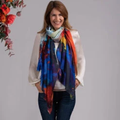 The Abstract Trilogy - ‘Sunblaze’ Cashmere And Silk Wrap -Elegant Scarf Store sunblaze cashmere silk wrap 3
