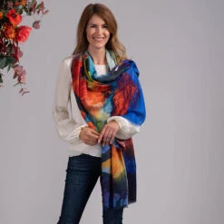 The Abstract Trilogy - ‘Sunblaze’ Cashmere And Silk Wrap -Elegant Scarf Store sunblaze cashmere silk wrap 4