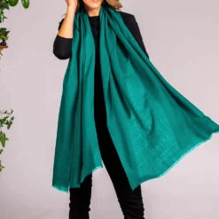 Teal Green Cashmere And Silk Wrap -Elegant Scarf Store teal cashmere silk wrap 1