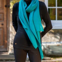Teal Green Cashmere And Silk Wrap -Elegant Scarf Store teal cashmere wrap 1