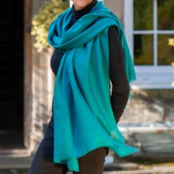 Teal Green Cashmere And Silk Wrap