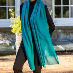 Teal Green Cashmere And Silk Wrap -Elegant Scarf Store teal cashmere wrap 3
