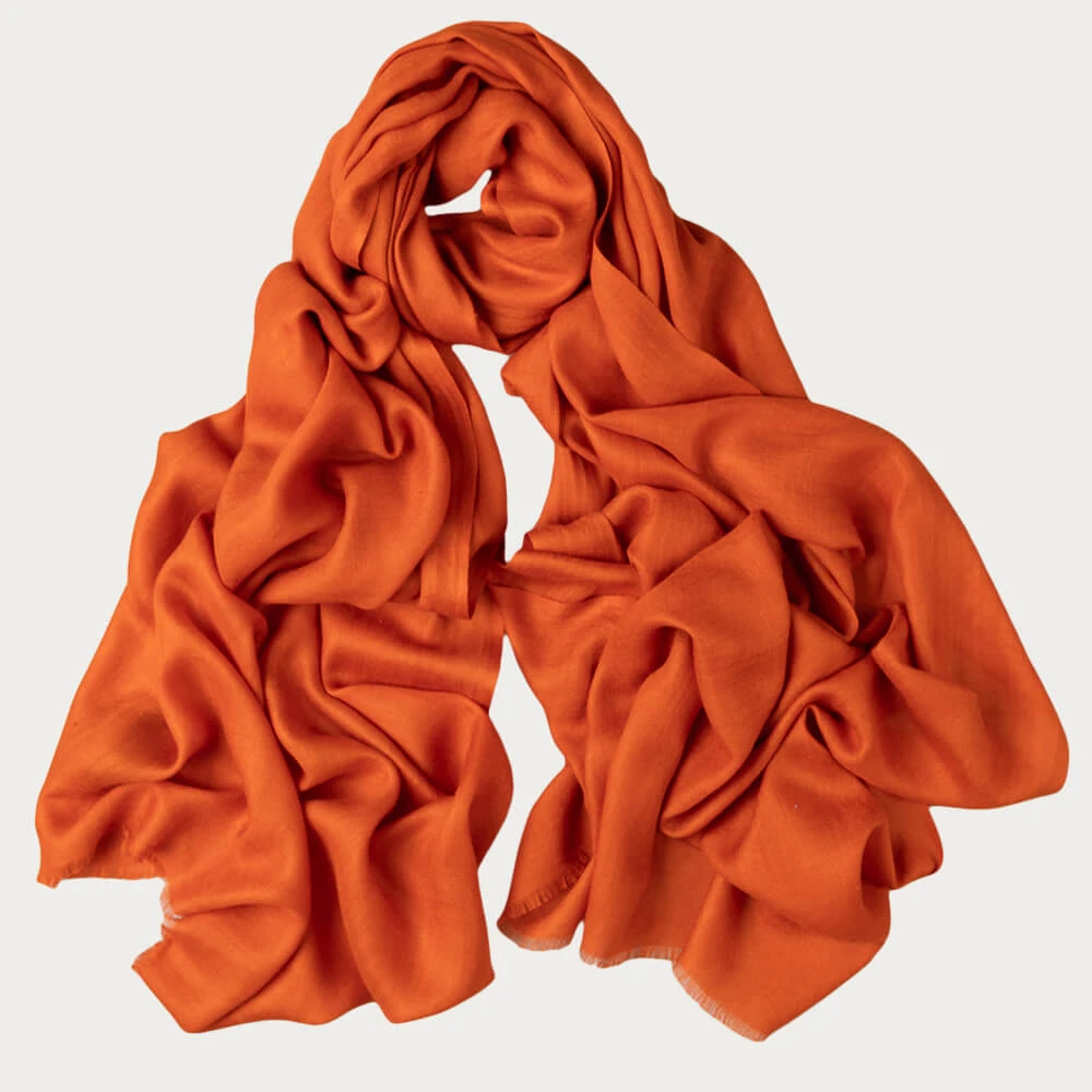 Terracotta Spice Cashmere And Silk Wrap 8 Terracotta Spice Cashmere And Silk Wrap - Image 6