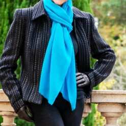 Turquoise Cashmere And Silk Wrap -Elegant Scarf Store turquoise cashmere silk wrap 4