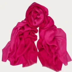 Razmatazz Pink Shaded Cashmere And Silk Wrap -Elegant Scarf Store two tone bright pink cashmere silk scarf 1