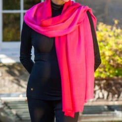 Razmatazz Pink Shaded Cashmere And Silk Wrap -Elegant Scarf Store two tone pink cashmere wrap 2