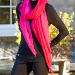 Razmatazz Pink Shaded Cashmere And Silk Wrap -Elegant Scarf Store two tone pink cashmere wrap 3