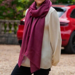 Japanese Violet Cashmere And Silk Wrap