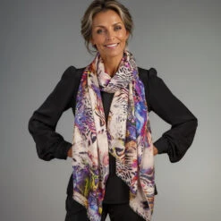 Echoes Of The Wild - Frosted Safari Cashmere And Silk Wrap -Elegant Scarf Store white echoes wild 3