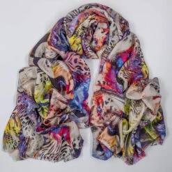 Echoes Of The Wild - Frosted Safari Cashmere And Silk Wrap -Elegant Scarf Store white echoes wild 4