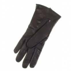 Black Leather Quilted Gloves With Cashmere Lining -Elegant Scarf Store womens black quilted gloves gold zip 300 L