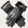 Ladies' Black Rabbit Fur Lined Leather Gloves -Elegant Scarf Store womens black rabbit fur lined leather gloves
