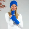 Sapphire Blue Cashmere Beanie And Mittens Set -Elegant Scarf Store womens blue cashmere beanie mittens set 2