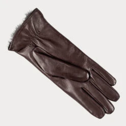 Ladies Dark Brown Rabbit Fur Lined Leather Gloves 7 Ladies Dark Brown Rabbit Fur Lined Leather Gloves -Elegant Scarf Store womens brown fur lined gloves 3