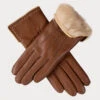 Hazelnut Brown And Cream Rabbit Fur Lined Leather Gloves -Elegant Scarf Store womens brown fur lined leather gloves 1 0002099e 7141 4603 9b2f e8aafb72b799