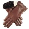 Ladies Brown Rabbit Fur Lined Leather Gloves -Elegant Scarf Store womens brown fur lined leather gloves 3