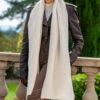 Superluxe Vanilla Cream Italian Cashmere Scarf -Elegant Scarf Store womens cream cashmere scarf 1