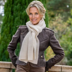 Superluxe Vanilla Cream Italian Cashmere Scarf -Elegant Scarf Store womens cream cashmere scarf 2