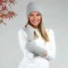 Grey Cashmere Beanie And Mittens Set -Elegant Scarf Store womens grey cashmere beanie mittens set 2