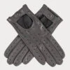 Ladies Pewter Grey Italian Leather Driving Gloves 1 Ladies Pewter Grey Italian Leather Driving Gloves -Elegant Scarf Store womens grey leather driving gloves 1