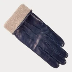 Ladies Navy Hand Stitched Cashmere Lined Leather Gloves 10 Ladies Navy Hand Stitched Cashmere Lined Leather Gloves -Elegant Scarf Store womens navy cashmere lined leather gloves 3
