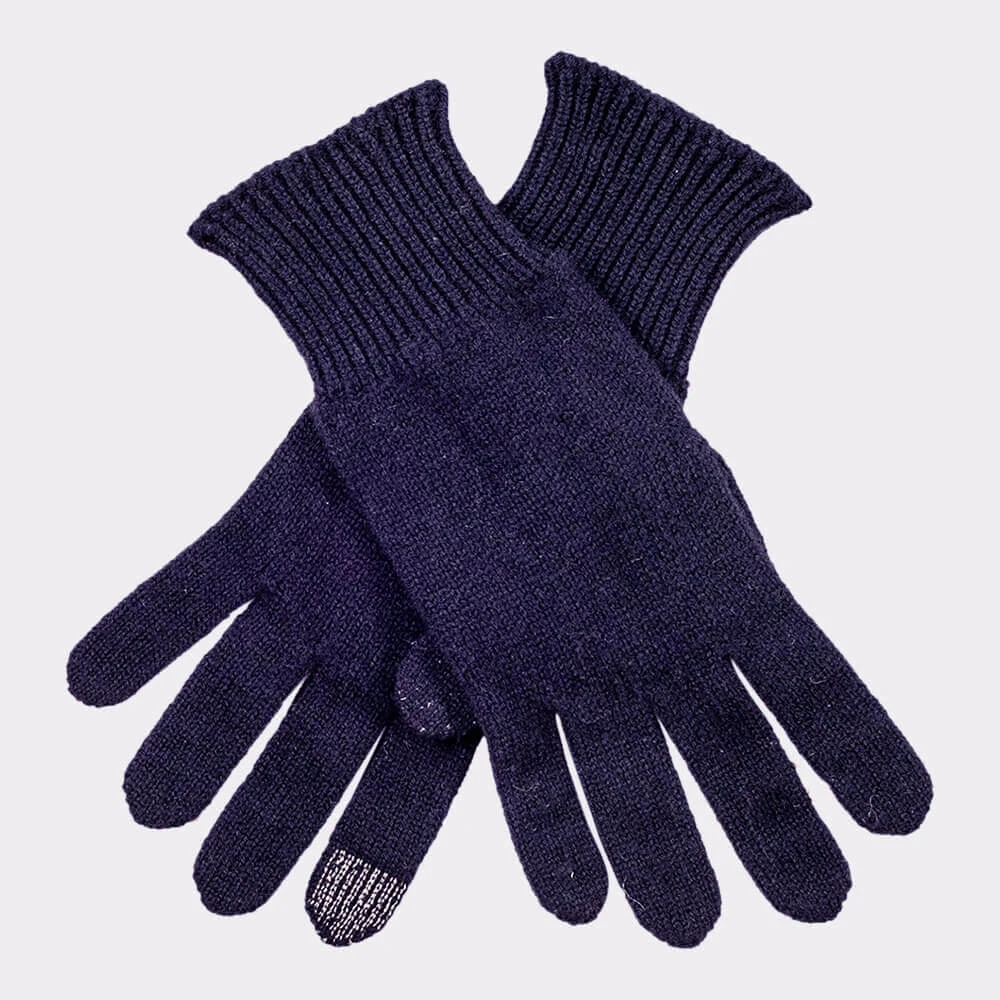 Ladies Navy Touch Screen Cashmere Gloves 3 Ladies Navy Touch Screen Cashmere Gloves
