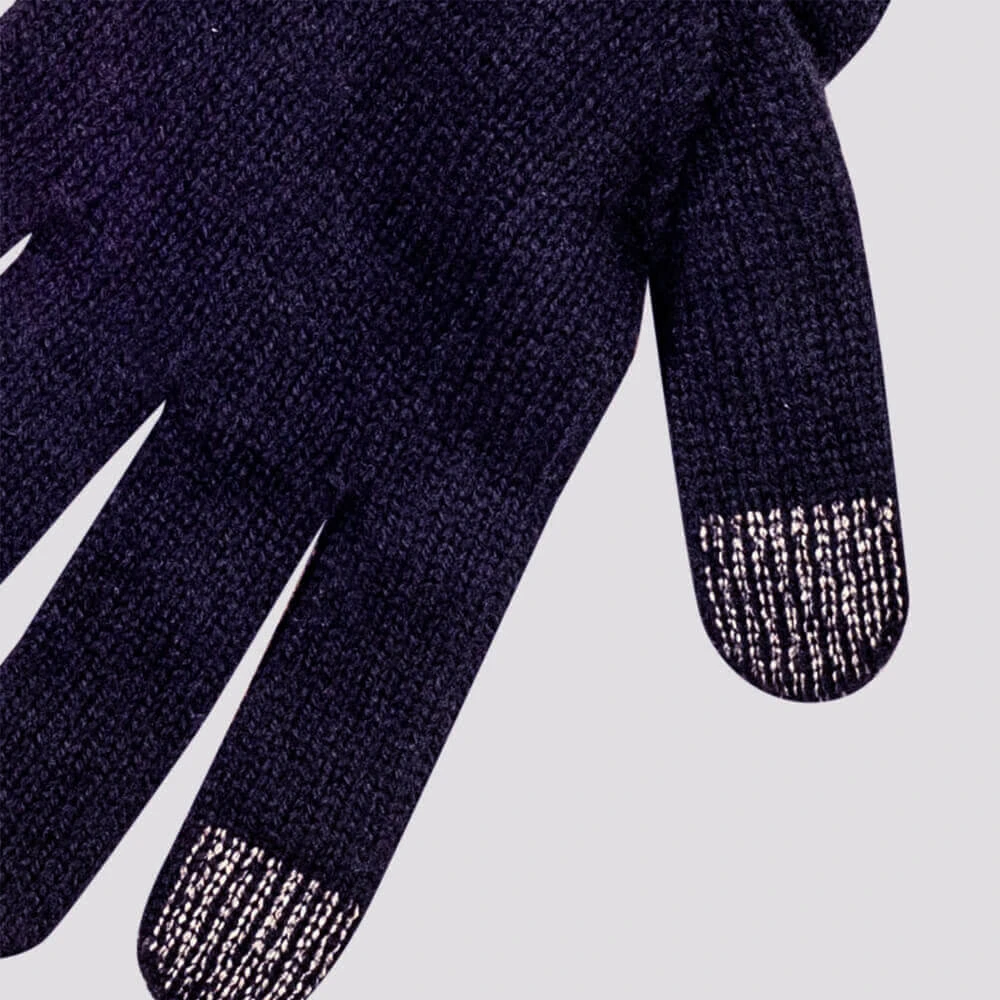 Ladies Navy Touch Screen Cashmere Gloves 4 Ladies Navy Touch Screen Cashmere Gloves - Image 2