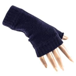 Ladies' Navy Blue Cashmere Mittens -Elegant Scarf Store womens navy cashmere wrist warmers 2 l