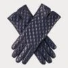 Navy Blue Quilted Cashmere Lined Leather Gloves -Elegant Scarf Store womens navy quilted leather gloves 1 d3d8fc6b 0e2f 445e b8e1 ccf3fed64668